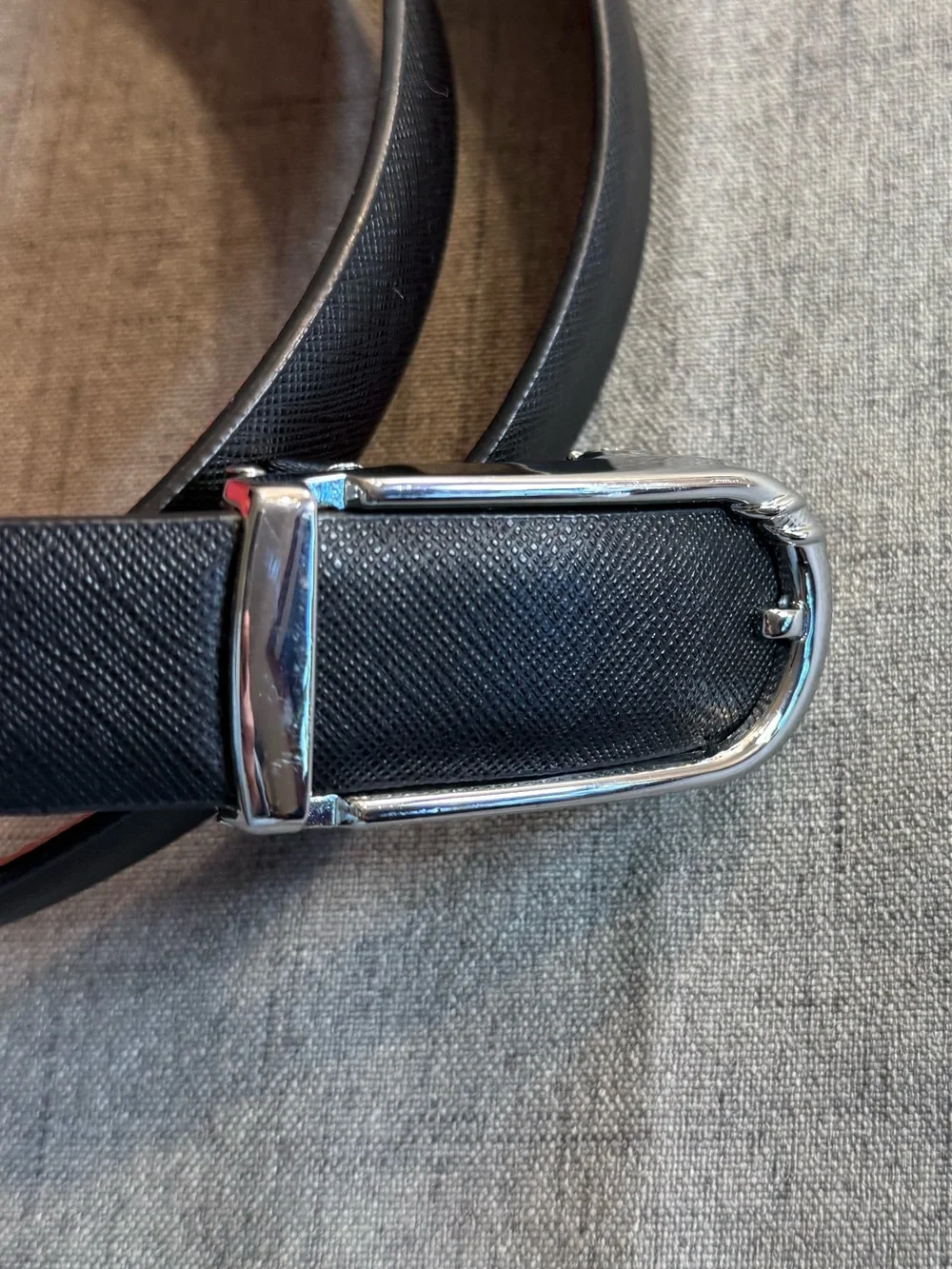 Men’s Black‎ & Red Saffiano Leather 1” Ratchet Belt Automatic Track Big Tall 52